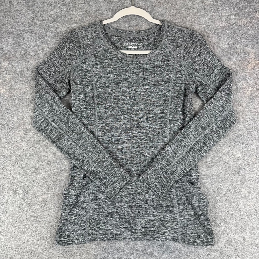Beyond Yoga Heathered Gray Spacedye Pullover Top Long Sleeve Womens Small S